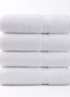 White Rose Towel White Rose 4-Piece  Set, 100% Premium Cotton 530 GSM Superior Quality, Quick Dry Highly Absorbent Thick Bathroom Soft Hotel s for Bath And Spa,  Set Includes 4 Bath s (70x140 cm) White  - Image 2