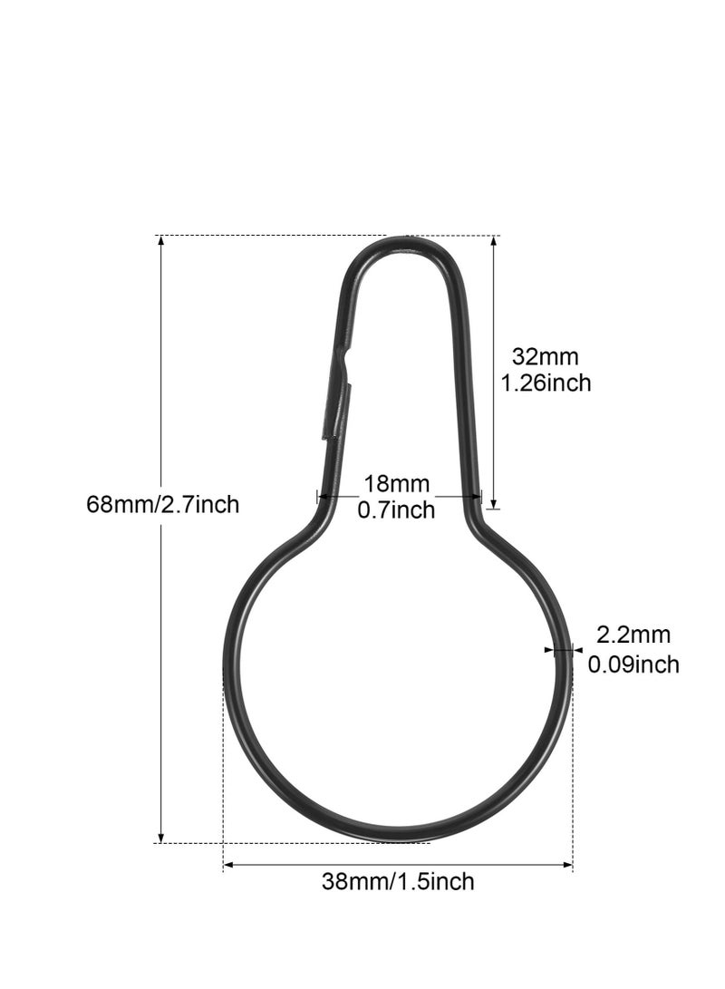 SYOSI 50 Pieces Metal Shower Curtain Hooks Hanging Shower Clips Metal Shower Curtain Rings Practical Shower Curtain Hangers for Bathroom Bedroom Kitchen Home Curtain Applications (Black)  - Image 2