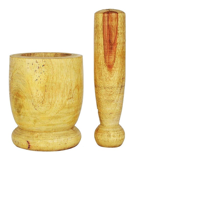 GUG Wooden Okhli Masher and Pestle Set/Imam Dasta/Spice Mixer for Kitchen Product Set of 1 - Image 1