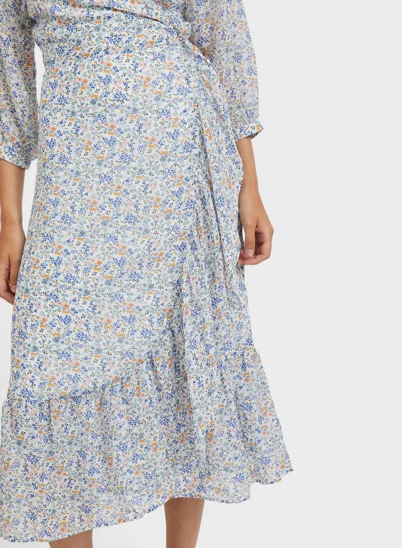 Vila Floral Print Wrap Dress