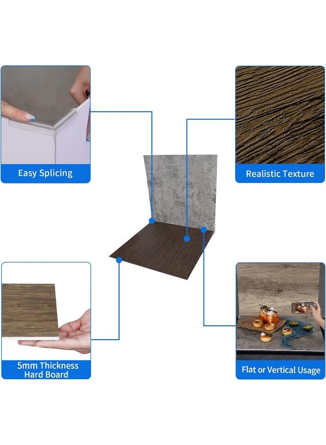 BPA® 2Pcs Food Photography Backdrop Background Boards 55x55cm Grey Cement Wood Texture Photo Studio Double Sided Flat Lay Tabletop Waterproof Kit for Product Props Jewelry Cosmetics Desk Shooting - Image 2