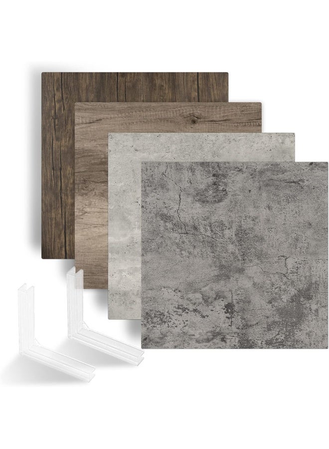 BPA® 2Pcs Food Photography Backdrop Background Boards 55x55cm Grey Cement Wood Texture Photo Studio Double Sided Flat Lay Tabletop Waterproof Kit for Product Props Jewelry Cosmetics Desk Shooting - Image 1