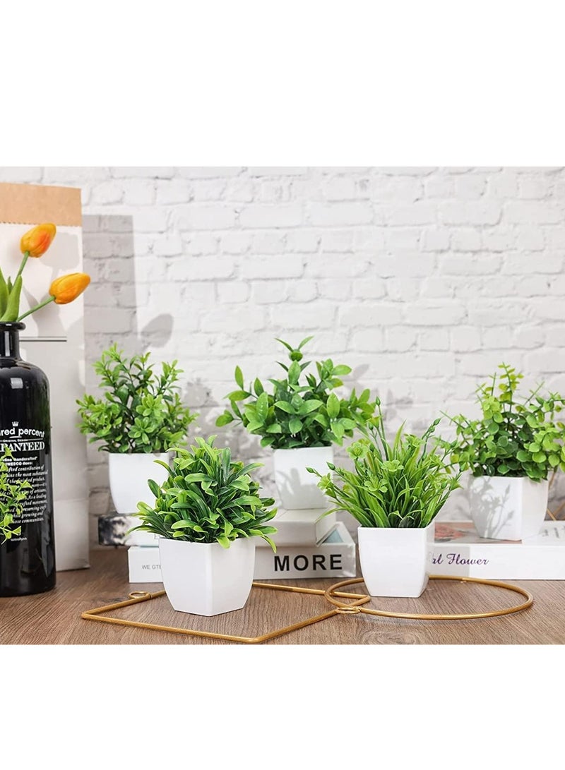 نباتات صناعية مع مزهريات لتزيين غرفة النوم وغرفة المعيشة، 6 قطع - (الارتفاع الإجمالي 12 سم) - Image 2