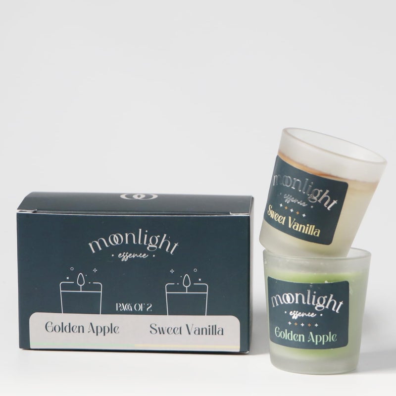 Moonlight Essence Moonlight Essence Sweet Vanilla Golden Apple Scented Candle Set Warm Vanilla Fresh Green Apple Fragrance LongLasting Votive Candles for Home Office Cozy Aromatherapy Elegant Dcor - Image 1