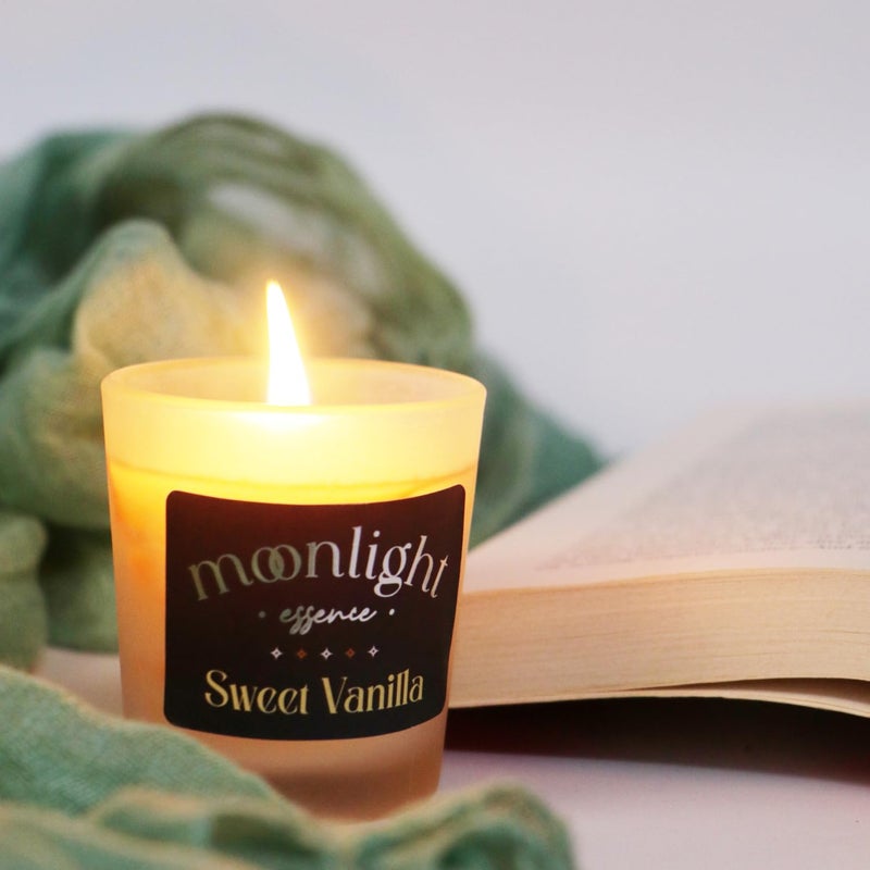 Moonlight Essence Moonlight Essence Sweet Vanilla Golden Apple Scented Candle Set Warm Vanilla Fresh Green Apple Fragrance LongLasting Votive Candles for Home Office Cozy Aromatherapy Elegant Dcor - Image 4