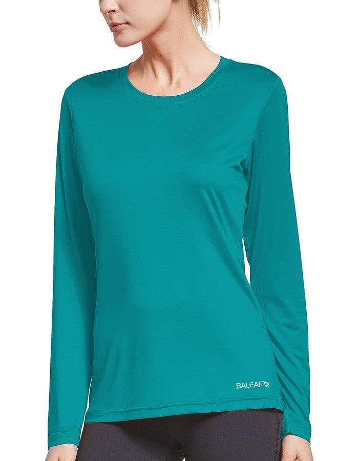 BALEAF Women's Long Sleeve Running Shirts Workout Tops Athletic Gym Hiking T-shirts Moisture Wicking Quick Dry Lightweight Stretchy Teal Size M - Image 2