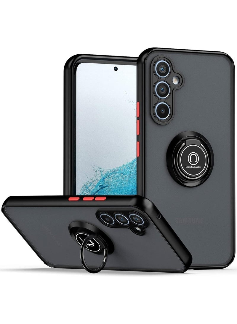 Samsung Galaxy M14 5G Case Cover Rotational Metal Ring Kickstand Cover Shockproof Bumper Matte Finish Hard Back Case Magnetic Car Mount Cover for Samsung Galaxy M14 5G Black - Image 1