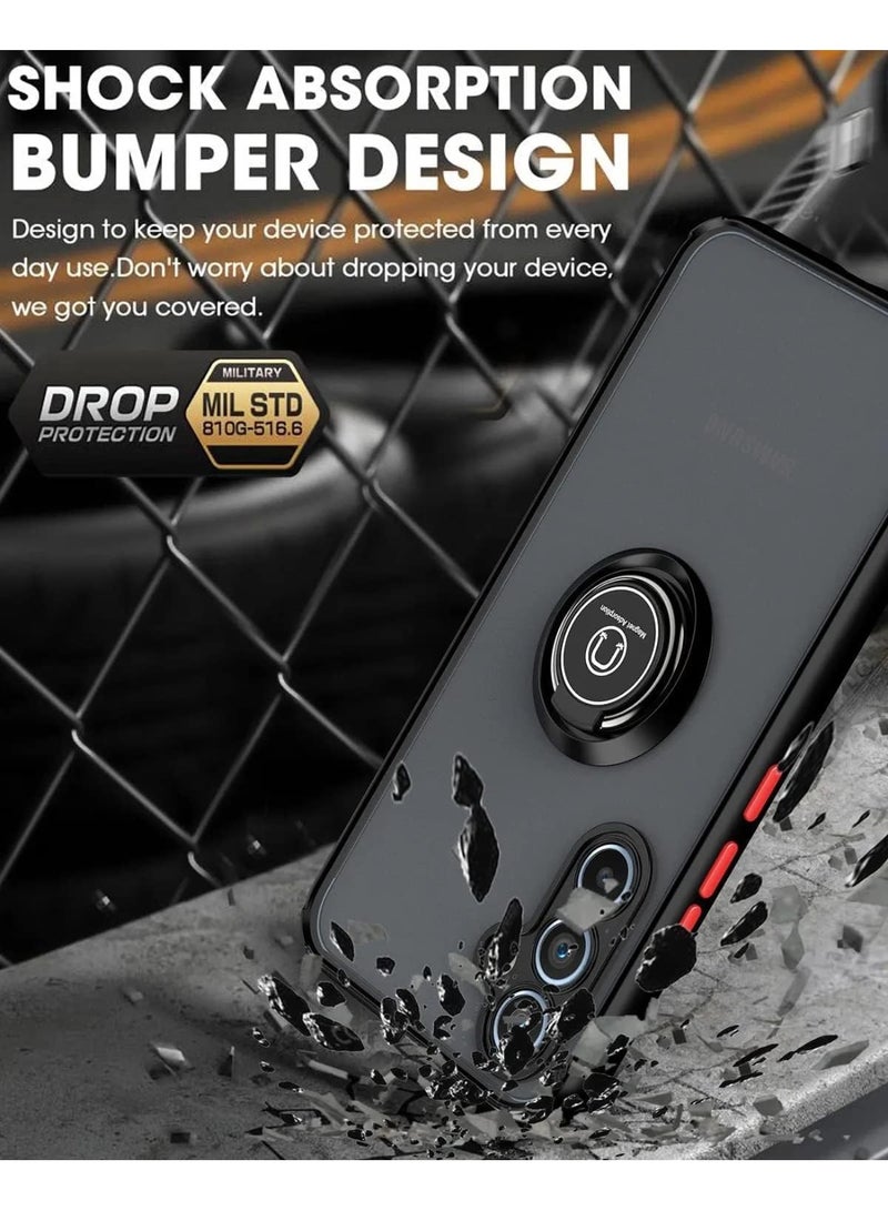 Samsung Galaxy M14 5G Case Cover Rotational Metal Ring Kickstand Cover Shockproof Bumper Matte Finish Hard Back Case Magnetic Car Mount Cover for Samsung Galaxy M14 5G Black - Image 2