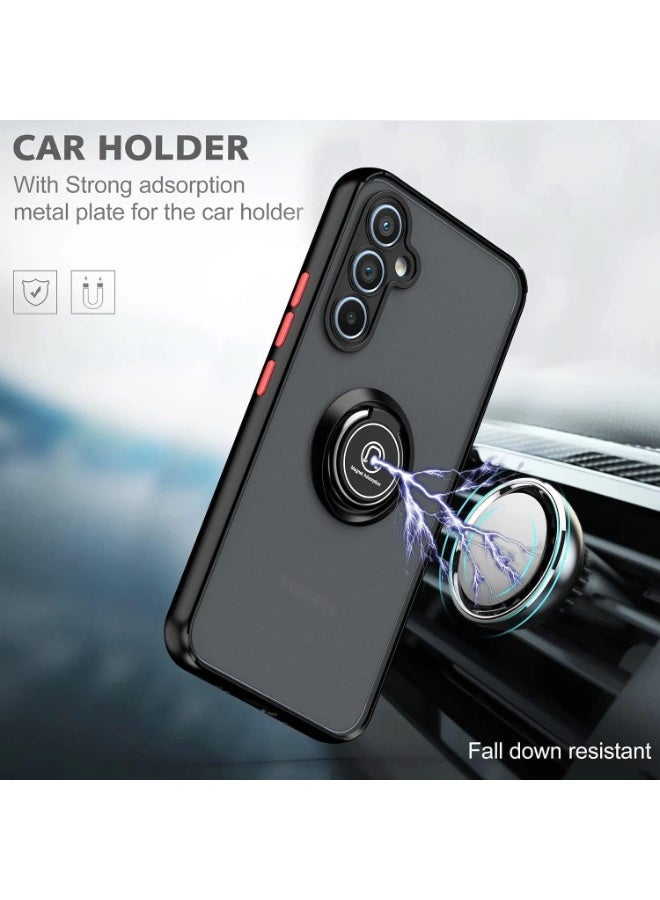 Samsung Galaxy M14 5G Case Cover Rotational Metal Ring Kickstand Cover Shockproof Bumper Matte Finish Hard Back Case Magnetic Car Mount Cover for Samsung Galaxy M14 5G Black - Image 3