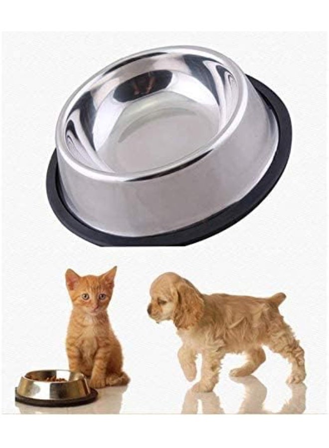 وعاء طعام قياسي للحيوانات الأليفة من الفولاذ المقاوم للصدأ - وعاء طعام شديد التحمل مقاس 22 سم للكلاب والقطط، مقاوم للصدأ، وعاء للطعام والماء بحواف ناعمة، طبق متين وسهل التنظيف للحيوانات الأليفة - Image 2