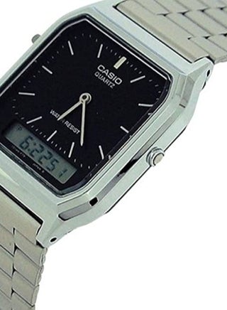 ساعة يد رقمية وبعقارب بسوار من الإستانلس ستيل طراز AQ-230A-1DMQYEF - 28 مم - فضي رجال - view 4