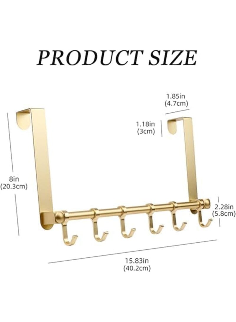 سيوسي Over Door Hook-6 Adjustable Over the Door Hooks for Hanging,Gold Towel Hook-Heavy Duty,Back of Door Hooks,Long Arm Anodized Finish for Bathroom, Living Room and More - Image 4