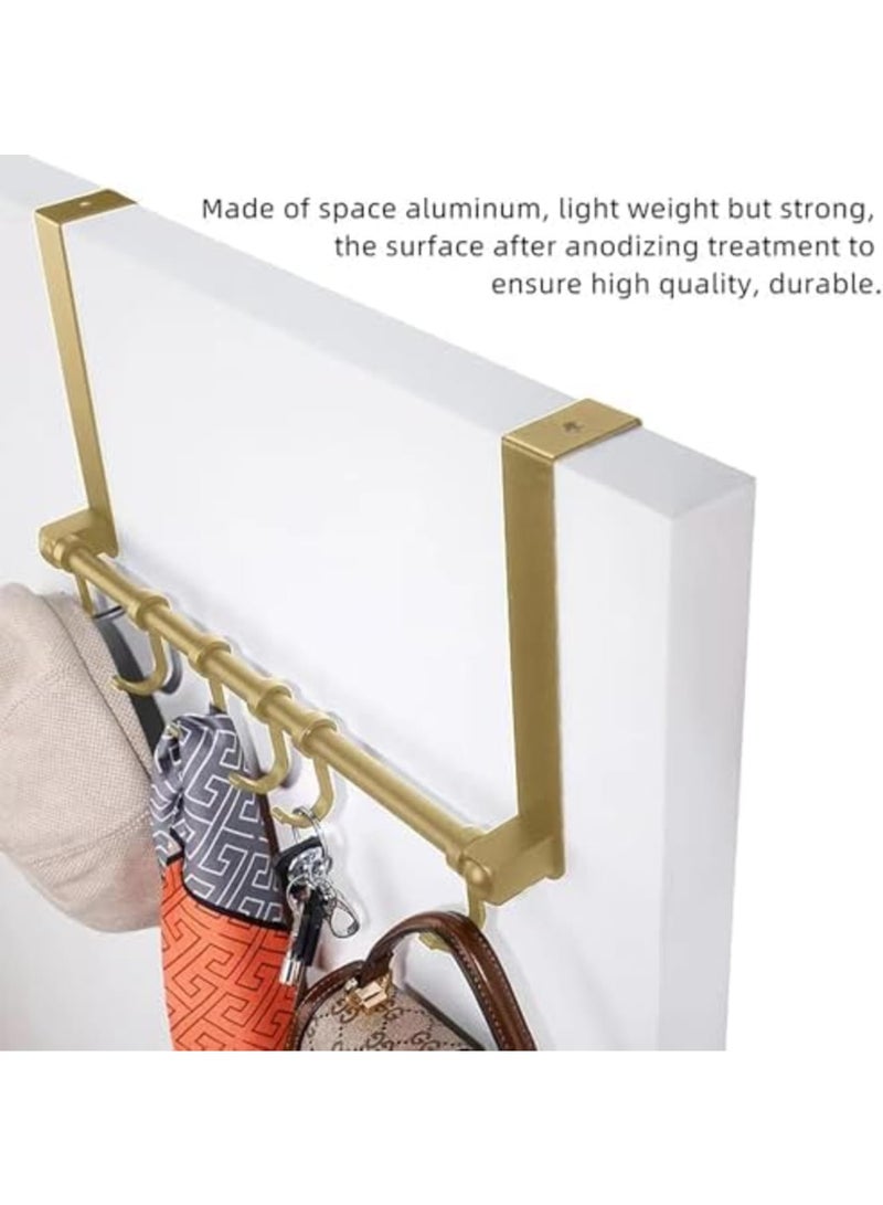 سيوسي Over Door Hook-6 Adjustable Over the Door Hooks for Hanging,Gold Towel Hook-Heavy Duty,Back of Door Hooks,Long Arm Anodized Finish for Bathroom, Living Room and More - Image 2