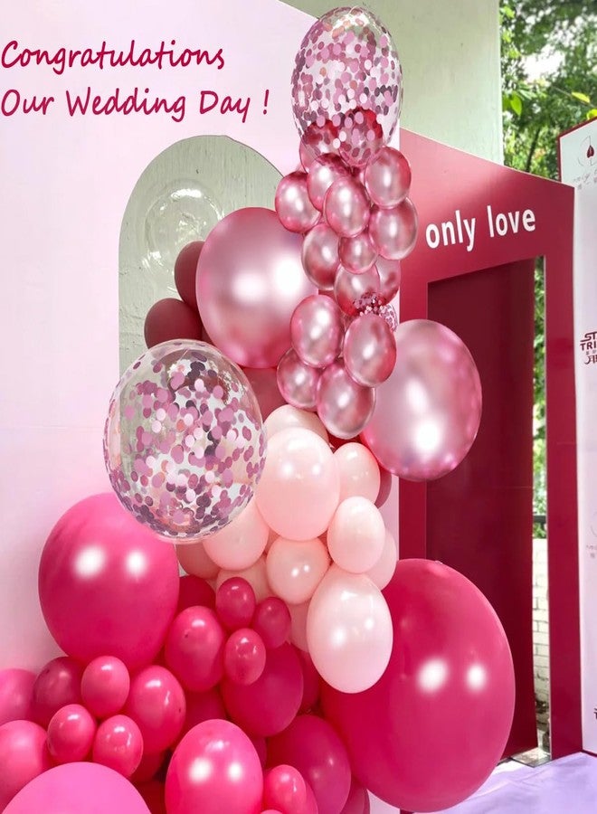 MEBAY Pink Balloon Arch Kit, 146 PCS Hot Pink Light Pastel Pink Metallic Balloons Garland with Confetti for Bridal Baby Shower Birthday Princess Wedding Party Decorations - Image 3