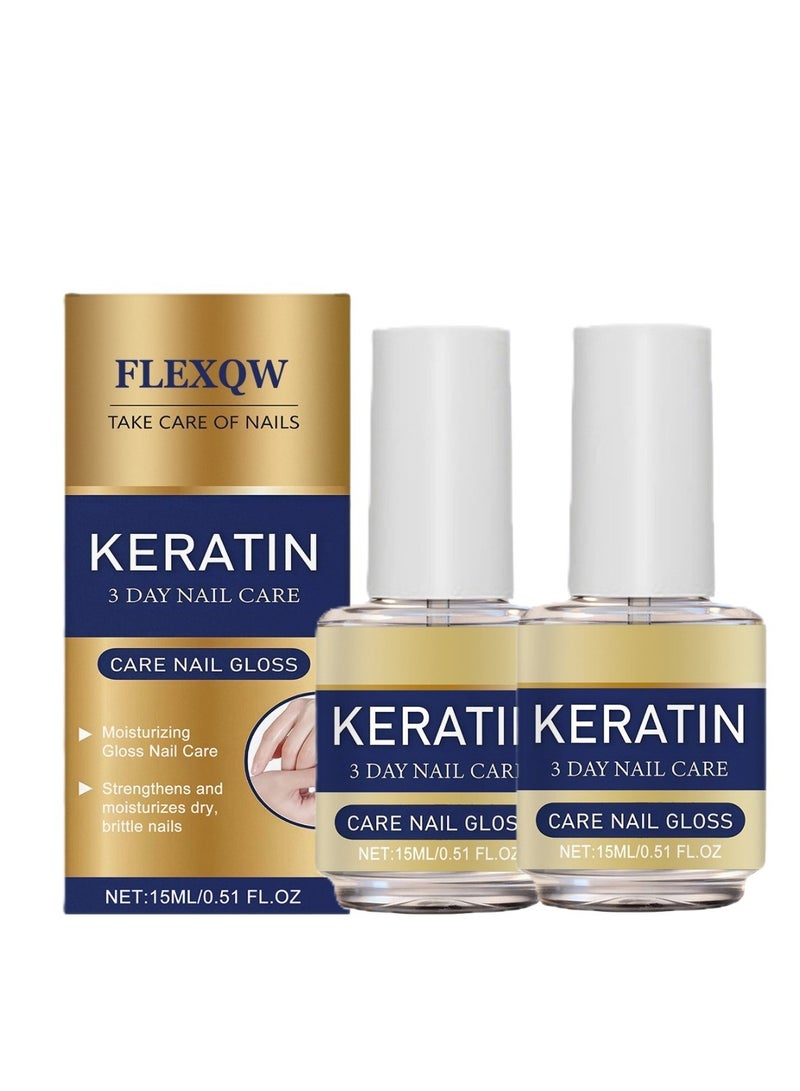 FLEXQW Keratin Nail Care Oil - 2-Pcs丨 Natural Cuticle oil Strengthens Nails & Glossy丨Keratin, Complex Amino Acid & Multi-Plant Serum丨Deeply Repair Dry, Weak Nails - Image 1