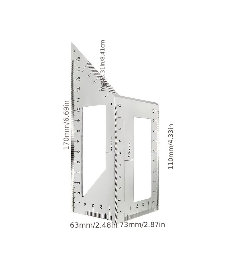 45 Degree Bevel And 90 Degree Right Angle Red Marking Ruler Multi Functional Combination T Shaped Woodworking Ruler - Image 2