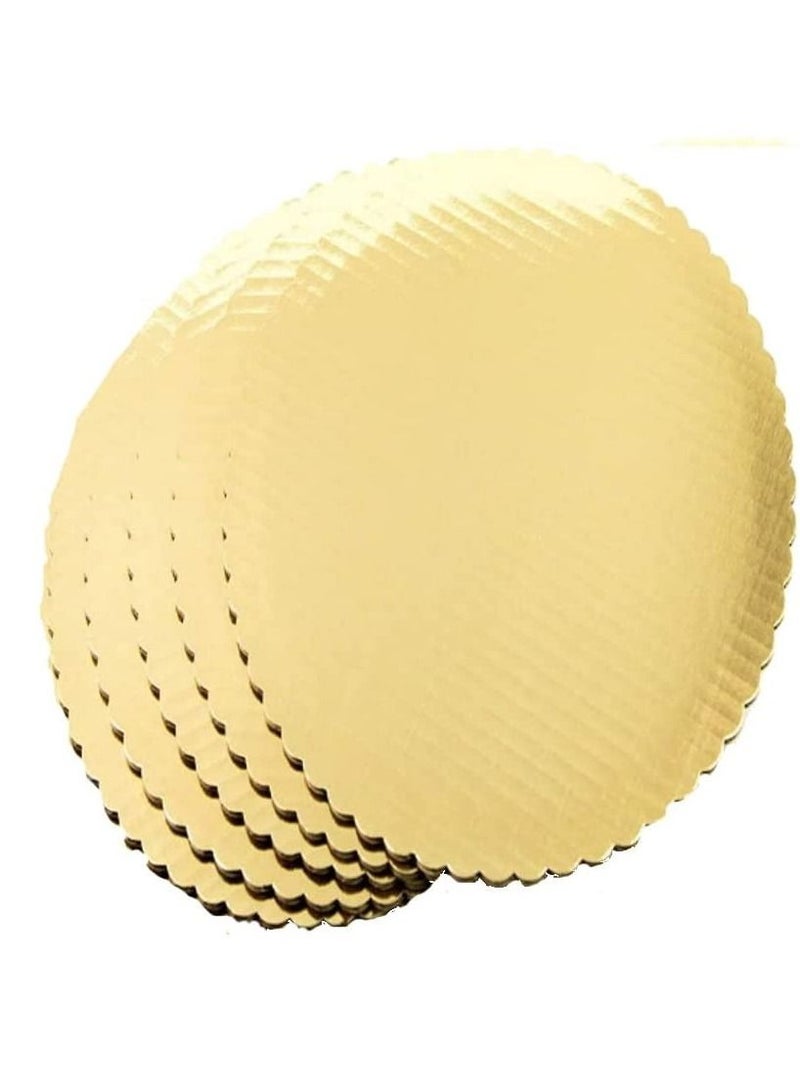 JOLLITY LLC Cake Board 9 Inches Round Cardboard Disposable Pizza Circle Scalloped Tart Decorating Base Stand Pack of 5 - Image 1
