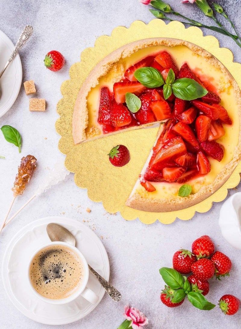 JOLLITY LLC Cake Board 9 Inches Round Cardboard Disposable Pizza Circle Scalloped Tart Decorating Base Stand Pack of 5 - Image 3