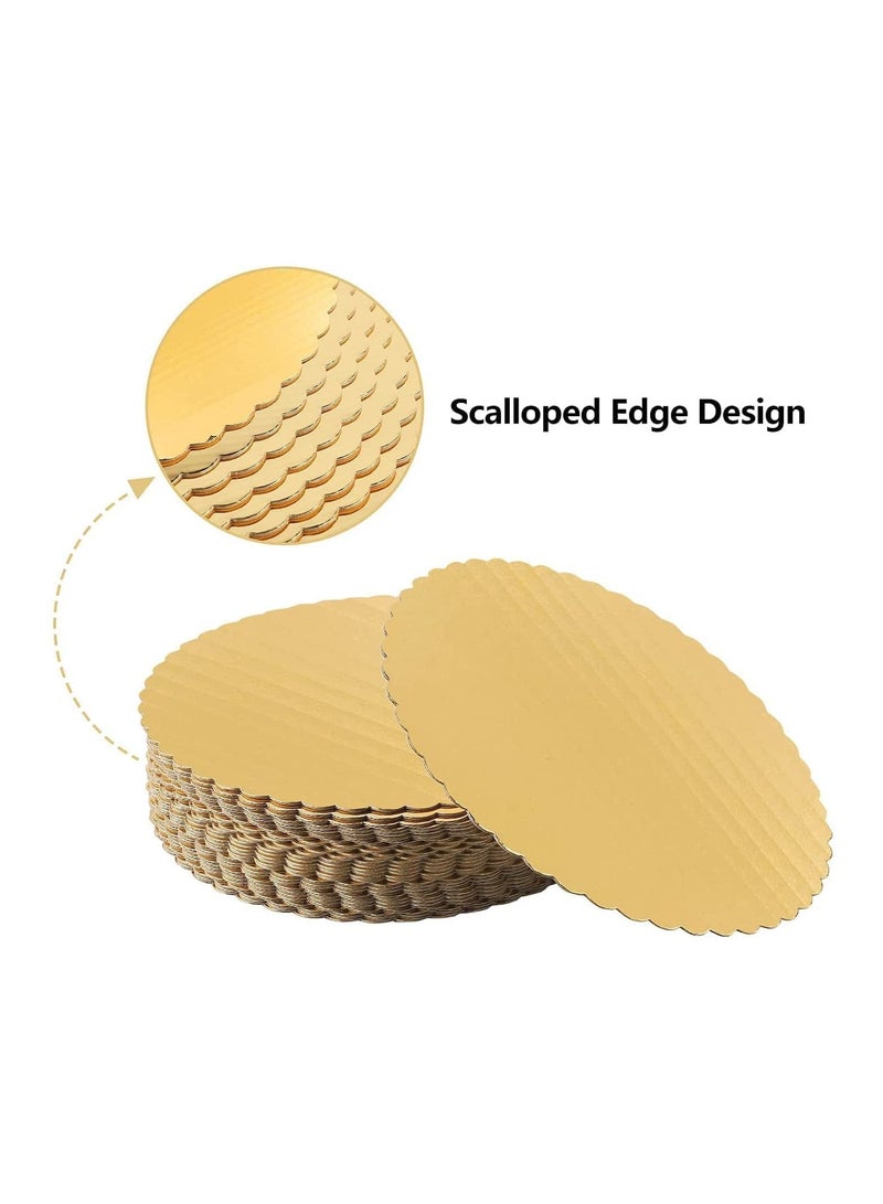 JOLLITY LLC Cake Board 9 Inches Round Cardboard Disposable Pizza Circle Scalloped Tart Decorating Base Stand Pack of 5 - Image 4