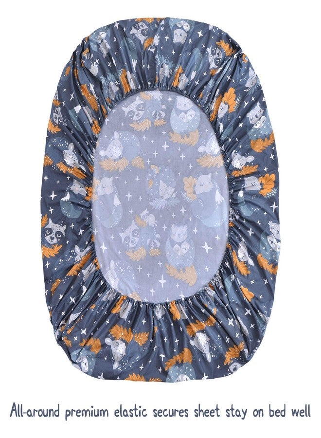 JSD Navy Blue Owl Kids Sheet Set Twin Size, 3 Piece Forest Animals Printed Microfiber Bed Sheets Deep Pocket - Image 3