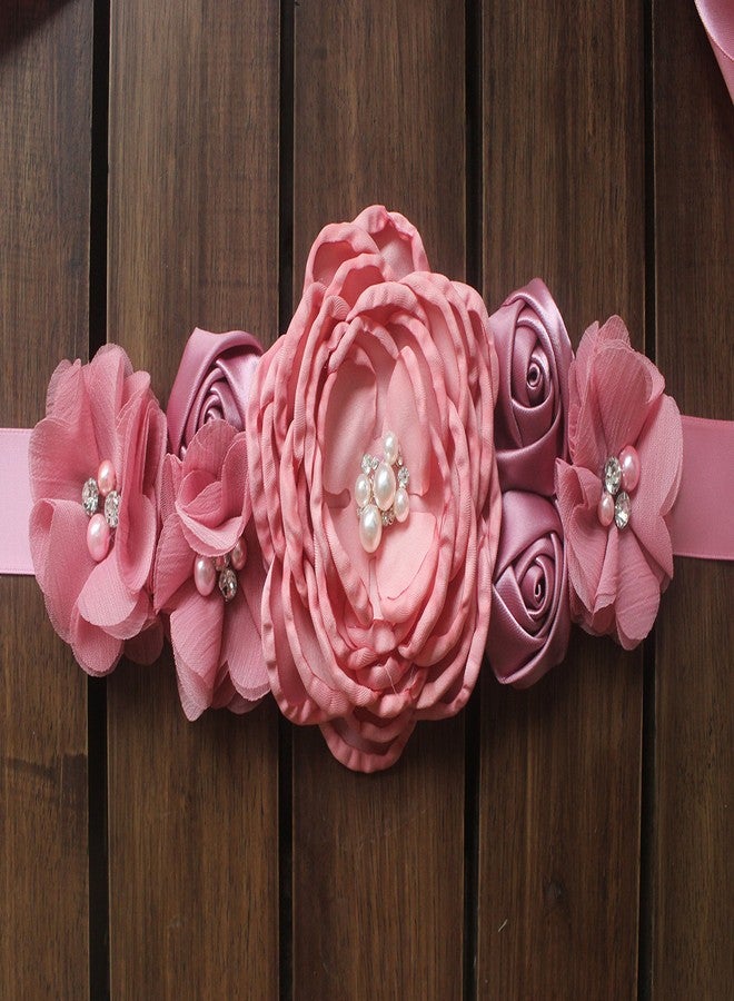 Nania Flowers materniry sash baby shower pregnancy belts for Mom to be (Dusty pink) - Image 4