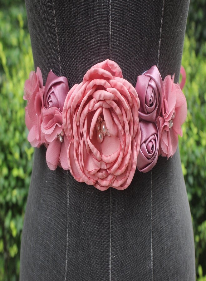Nania Flowers materniry sash baby shower pregnancy belts for Mom to be (Dusty pink) - Image 3