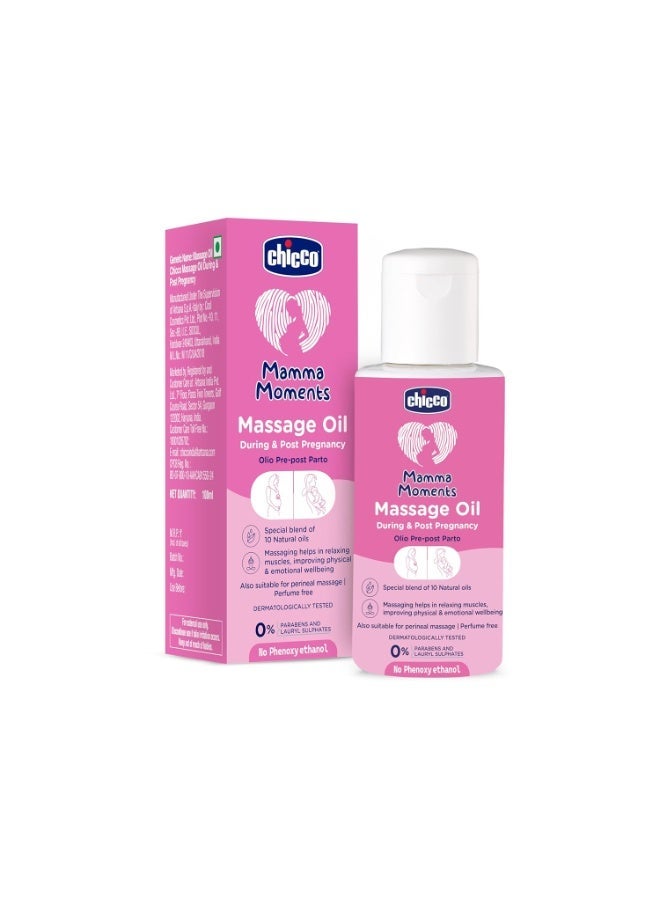 Chicco Mamma Moments Massage Oil During & Post Pregnancy 100ml | Improve Physical and Emotional Wellbeing | No Phenoxyethanol | Dermatologically Tested - Image 1