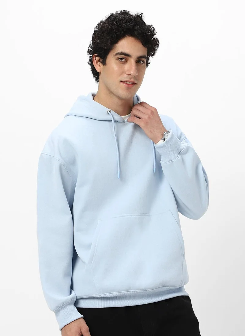 Urbano Fashion  Urbano Fashion Men's Ballad Blue Cotton Solid Oversized Hooded Neck Sweatshirt for Men | Best Price UAE