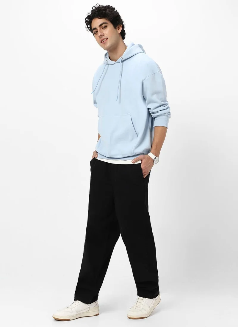 Urbano Fashion  Urbano Fashion Men's Ballad Blue Cotton Solid Oversized Hooded Neck Sweatshirt for Men | Best Price UAE