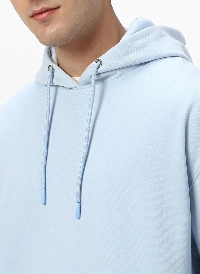 Urbano Fashion  Urbano Fashion Men's Ballad Blue Cotton Solid Oversized Hooded Neck Sweatshirt for Men | Best Price UAE