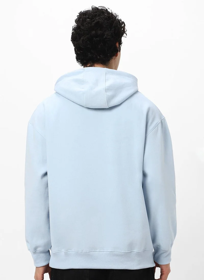 Urbano Fashion  Urbano Fashion Men's Ballad Blue Cotton Solid Oversized Hooded Neck Sweatshirt for Men | Best Price UAE
