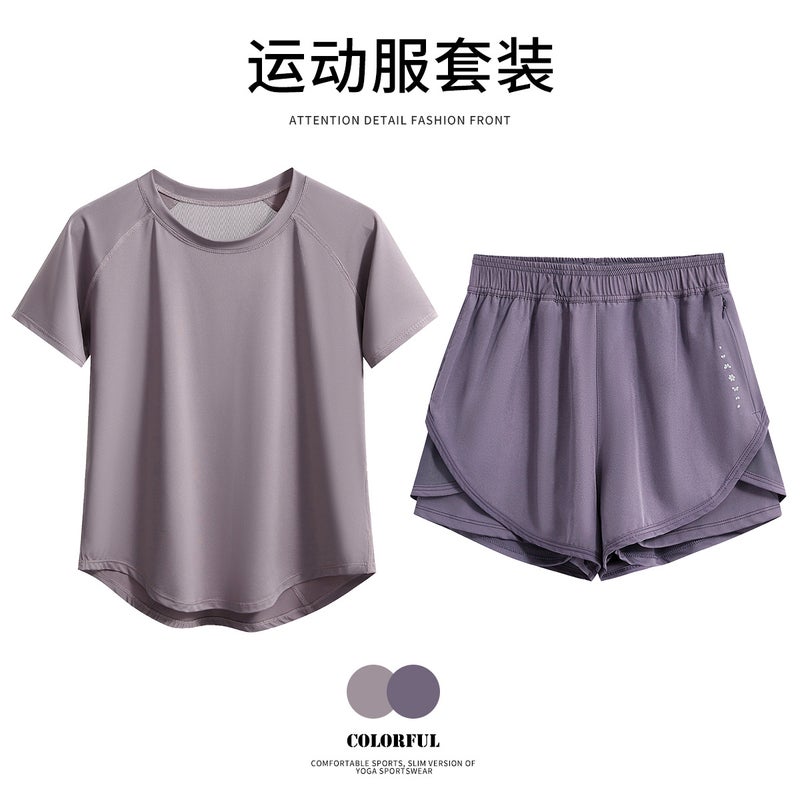 Sweat Suit Men'S And Women'S Running Sports T-Shirt Summer Thin Loose Quick-Drying Short-Sleeved Professional Fitness Training Yoga Top - Image 1