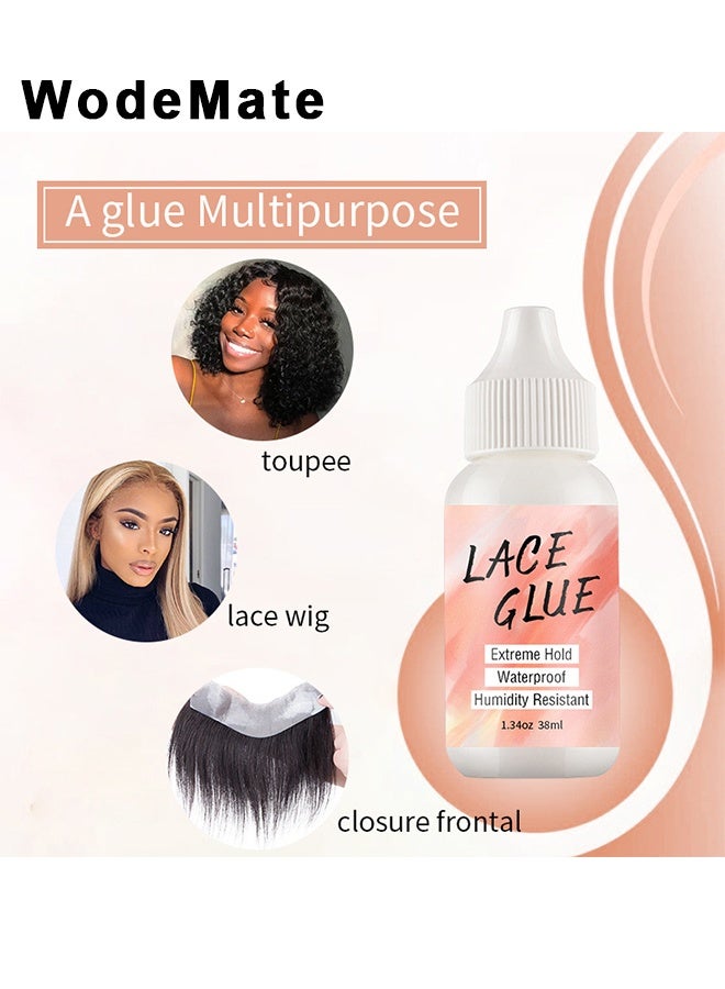 WodeMate 38ML Lace Wig Glue And 30ML Adhesive Remover Set, Lace Wig Glue Safe Non-Toxic Glue, Waterproof Invisible Bonding, Perfect Combination For Front Lace Wigs - Image 3
