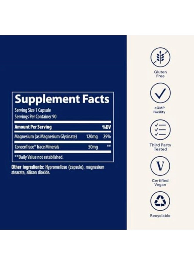 Trace Minerals Magnesium Glycinate 120mg 90 Capsules - Image 2