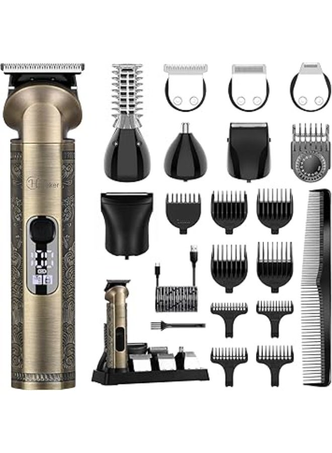 Hatteker Beard Trimmer Kit Professional Hair Clipper Zero Gapped T-Blade Electric Razor Shaver for Nose Ear Body Face Mustache Trimmer for Men Cordless Grooming Kit 8 in 1 - Image 1