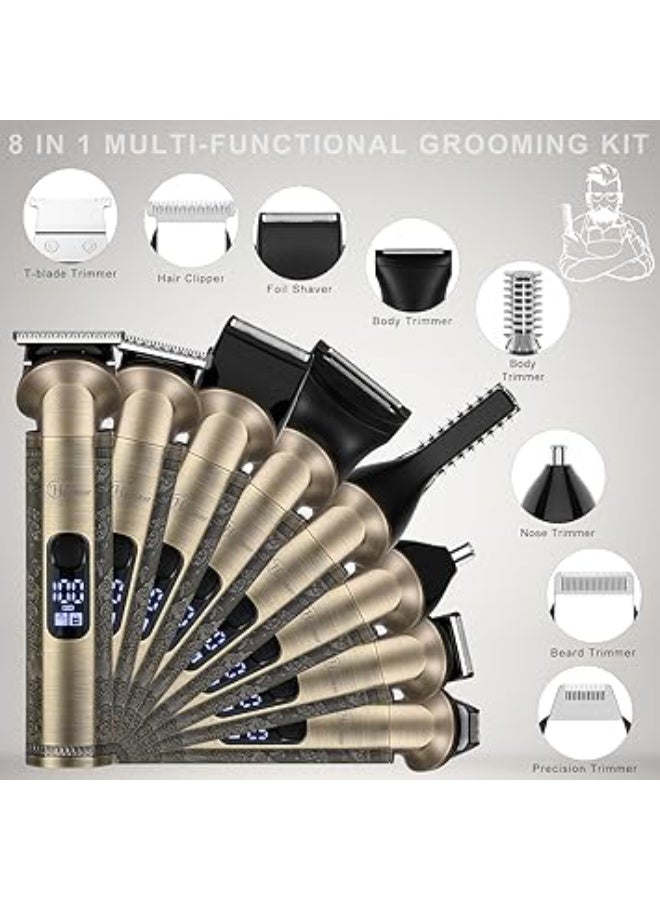 Hatteker Beard Trimmer Kit Professional Hair Clipper Zero Gapped T-Blade Electric Razor Shaver for Nose Ear Body Face Mustache Trimmer for Men Cordless Grooming Kit 8 in 1 - Image 5