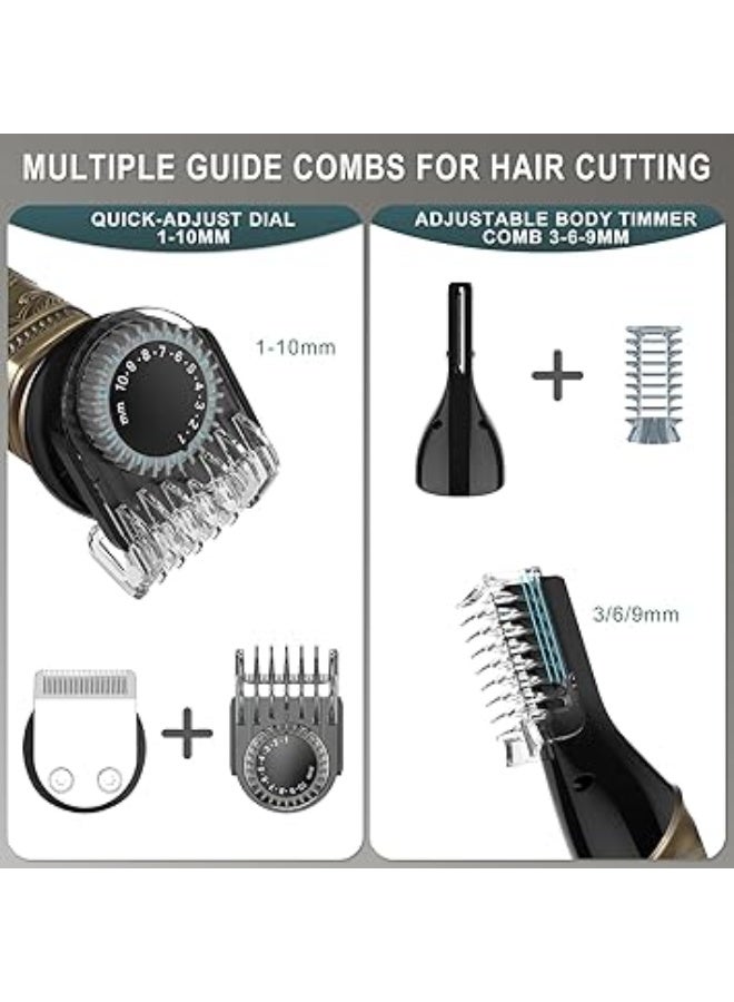 Hatteker Beard Trimmer Kit Professional Hair Clipper Zero Gapped T-Blade Electric Razor Shaver for Nose Ear Body Face Mustache Trimmer for Men Cordless Grooming Kit 8 in 1 - Image 3