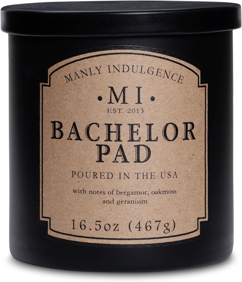 Manly Indulgence Bachelor Pad Candle for Men | Woodsy Oakmoss, Bergamot & Citrus Hints Scented Candle | Soy Blend Wax Candle for Home | 60hr Burn | Father’s Day Gift | Forged In America - Image 1