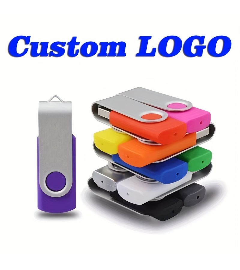 Set Of 5 Metal Usb Flash Drives Silver And Black 8GB Customizable With Your Logo - Image 1