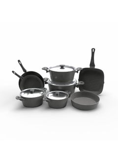 Top Chef Top Chef Granite Set Of 12  Pots (18/20/24/28/Frying Pan 26/22/Oven Try 30/Grill 28) Gray 