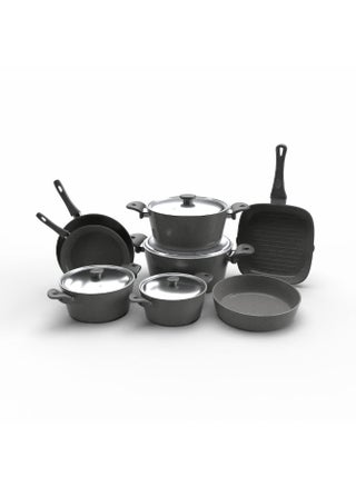 Top Chef Granite Set Of 12  Pots (18/20/24/28/Frying Pan 26/22/Oven Try 30/Grill 28) Gray - pzsku/Z664303459B0A02FDEF40Z/45/_/1728570665/655068b8-89f1-46c6-98fc-176e0d882a14