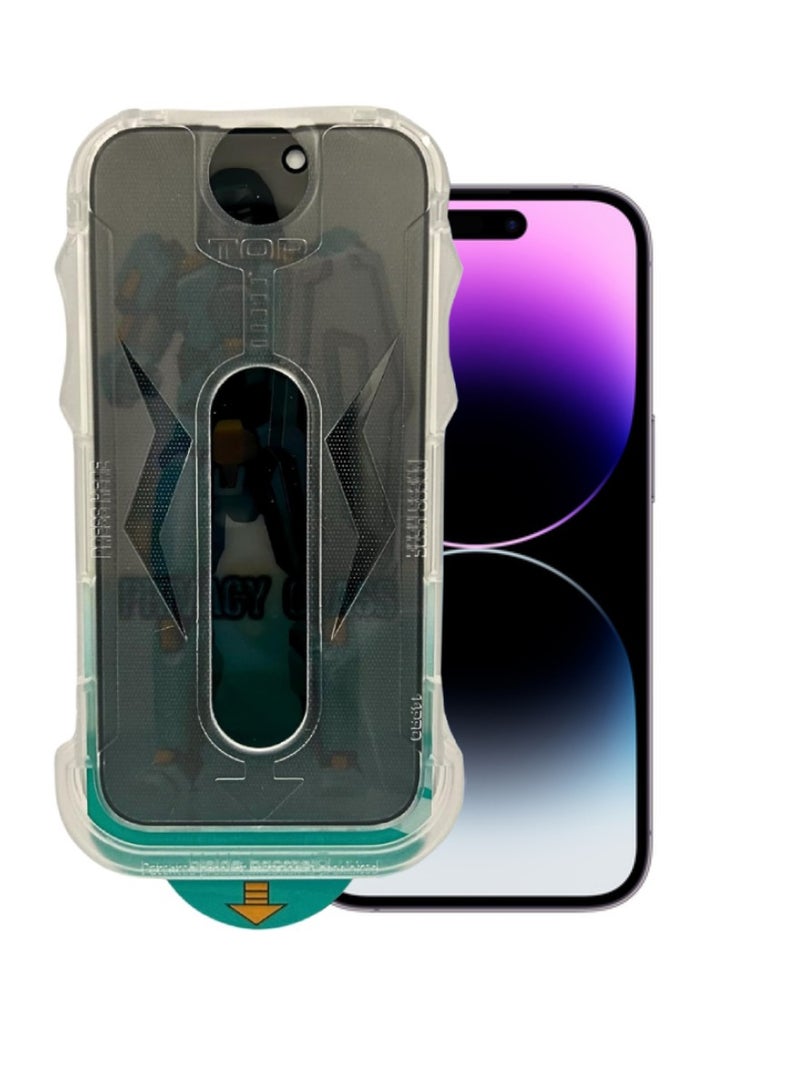 DIGI CORE Privacy Glass Screen Protector For iPhone 14 Pro 6.1 Inch Easy Installation Kit Auto Alignment 9H Hardness 99.99% HD Clear Bubble Free Anti Spy iPhone 14 Pro Screen 5D Magic Glass Dust Extraction - Image 3