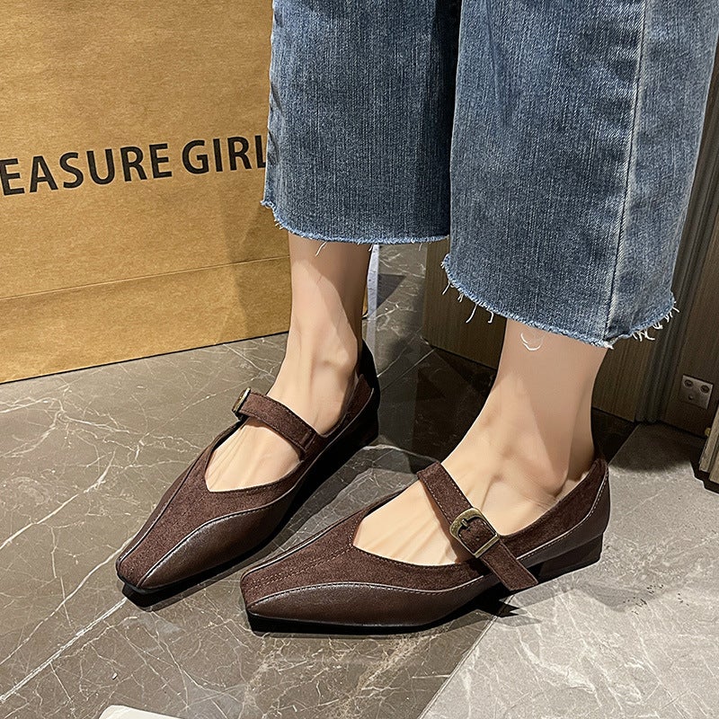 Low Heel Mary Jane Retro Small Leather Shoes Square Root Shoes Fashion Slimming Elegant Small Square Toe All-Match Gentle Bean Shoes - Image 5