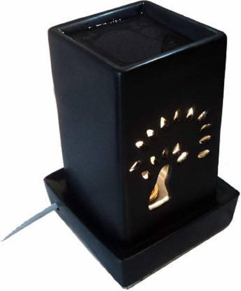 Mkd2 Rise Mkd2 Rise Ceramic Electric Aroma Burner Oil Diffuser Lamp for Home Fragrance Square 7 inch Black  - Image 1