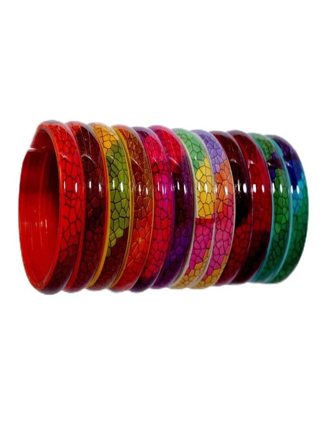 NMII Multicolour Glass Kada Set For Women and Girls with Sleek Finish & Abstract Design | Glass Kada Bangles For Women | Kada For Women Daily use/Party/Office | Fashion Jewellery-(AG448-2.8) - Image 1