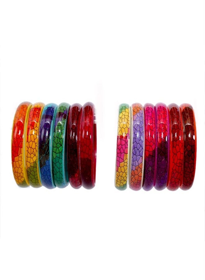 NMII Multicolour Glass Kada Set For Women and Girls with Sleek Finish & Abstract Design | Glass Kada Bangles For Women | Kada For Women Daily use/Party/Office | Fashion Jewellery-(AG448-2.8) - Image 3