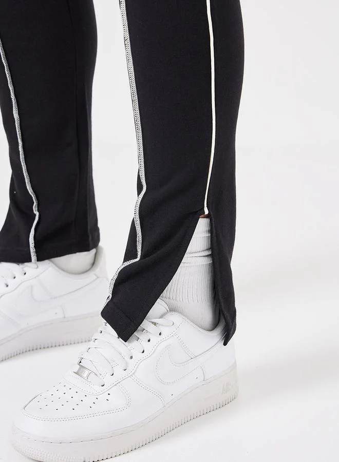 Styli Slim Fit Pintuck Open Hem Side Slit Jogger