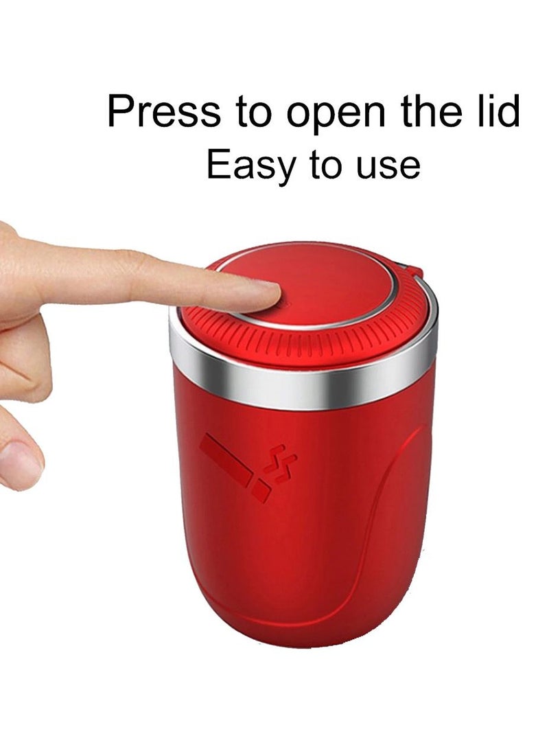 Car Ashtray with LED Light Push Type - Red - Image 3