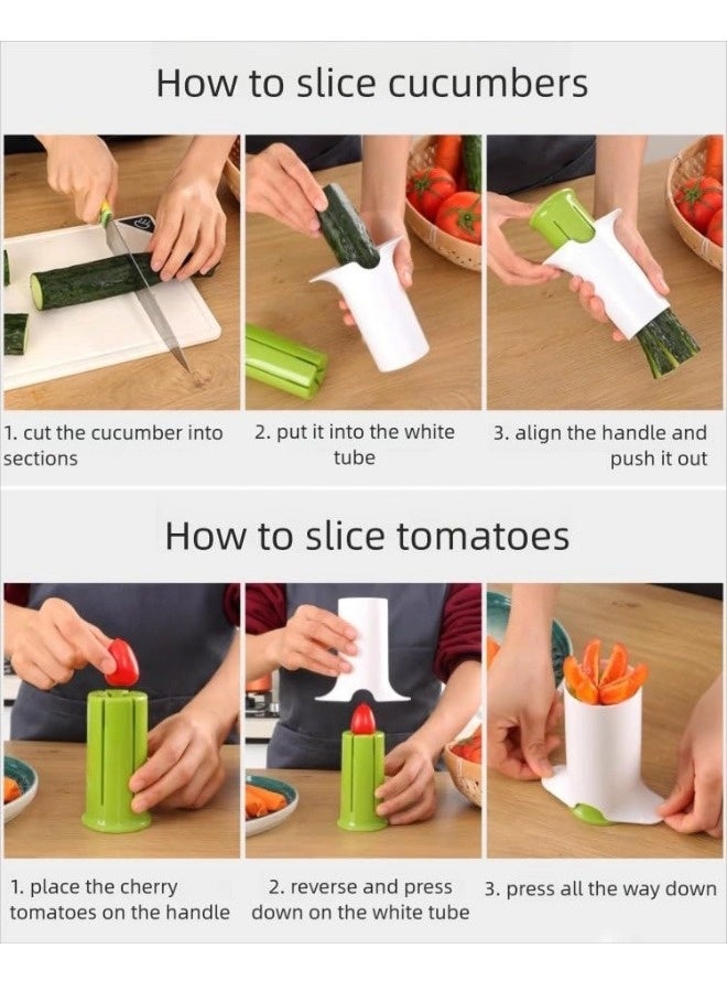 ShebSheb Vegetable Slicer Fruit Cutter Cucumber, Strawberry, Carrot, Potato | Easy Salad Maker, Cheese Grater for Kitchen | Creative Multi-Function Manual Food Chopper - Image 3