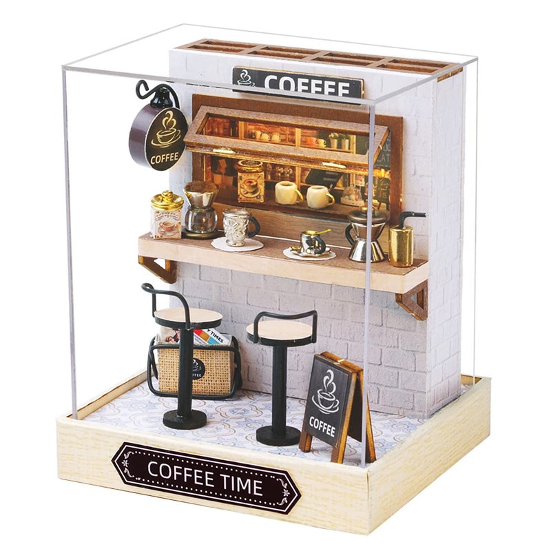 CUTEROOM DIY Doll House Miniature Furniture Wooden House Kit with Dust Cover & LED Light and Accessories - New Three Styles QT Series Dollhouse (QT048) - Image 1